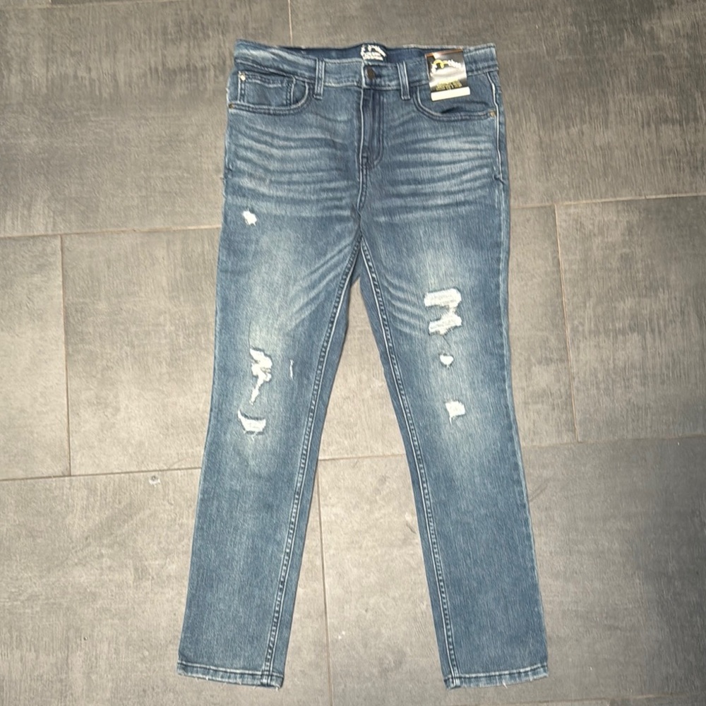 Blue Slim Fit Distressed Jeans